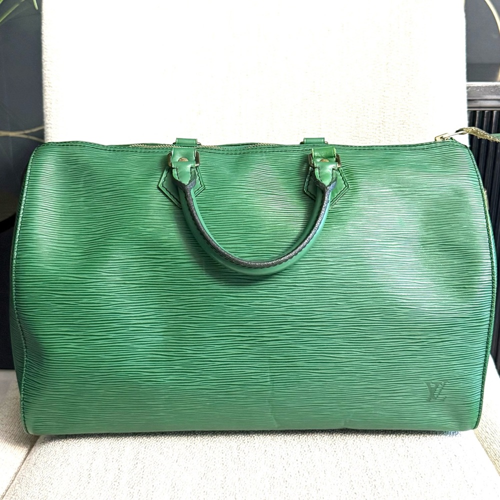Authentic Louis Vuitton Speedy 35 satchel bag Epi Green Leather M42994 - Picture 5 of 16
